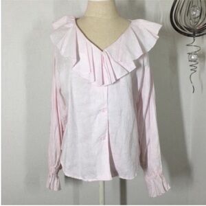 Express light Pink Ruffle linen Cotton blouse 
Companies Internationale Express